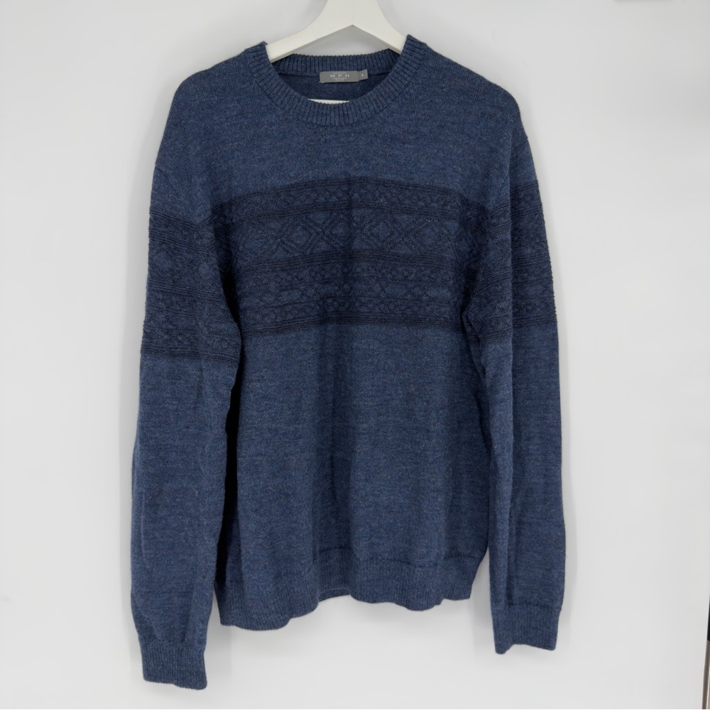 MFH Knits Blue Baby Alpaca Crewneck Sweater Large